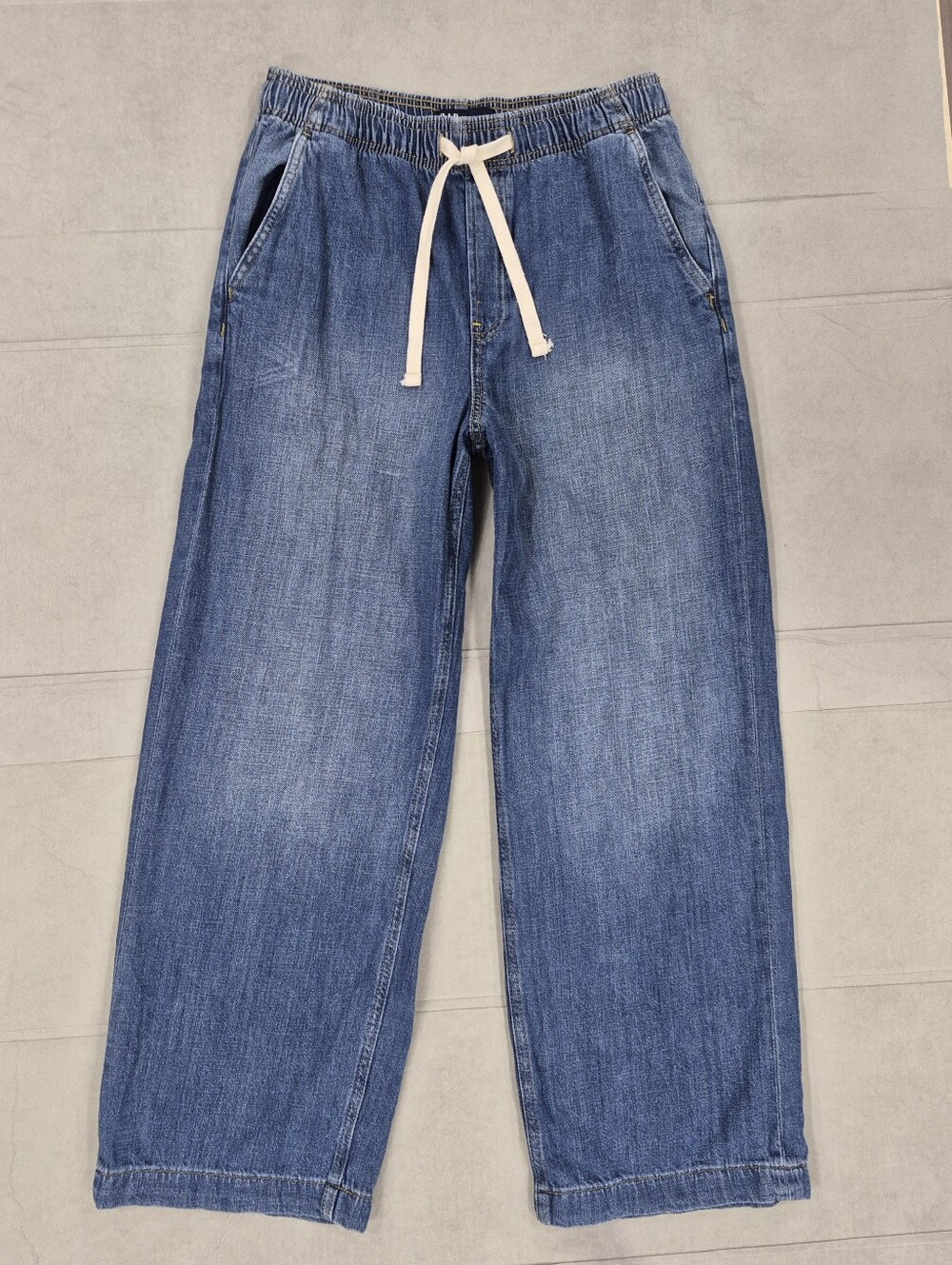 Gap pull on wide leg jeans women's medium dark wash high rise 100% cotton